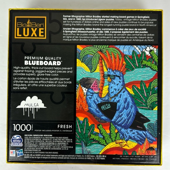 Big Ben Luxe Fresh 1000 pc Puzzle NEW Blue Tropical Bird Mulga Parrot cool surf - Picture 3 of 9